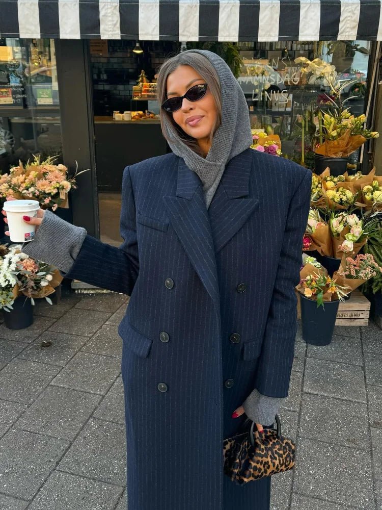 Monica Double Breasted Long Coat - Women's Fall and Winter Outerwear - Image 4