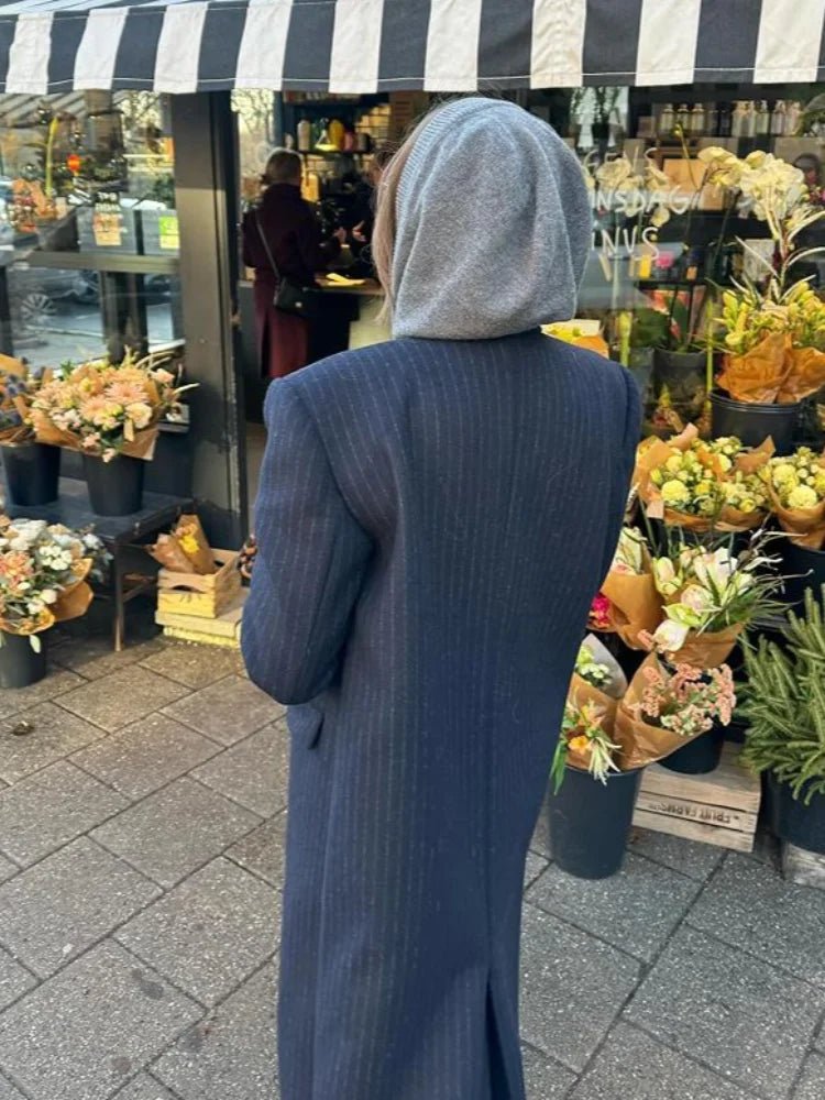 Monica Double Breasted Long Coat - Women's Fall and Winter Outerwear - Image 3