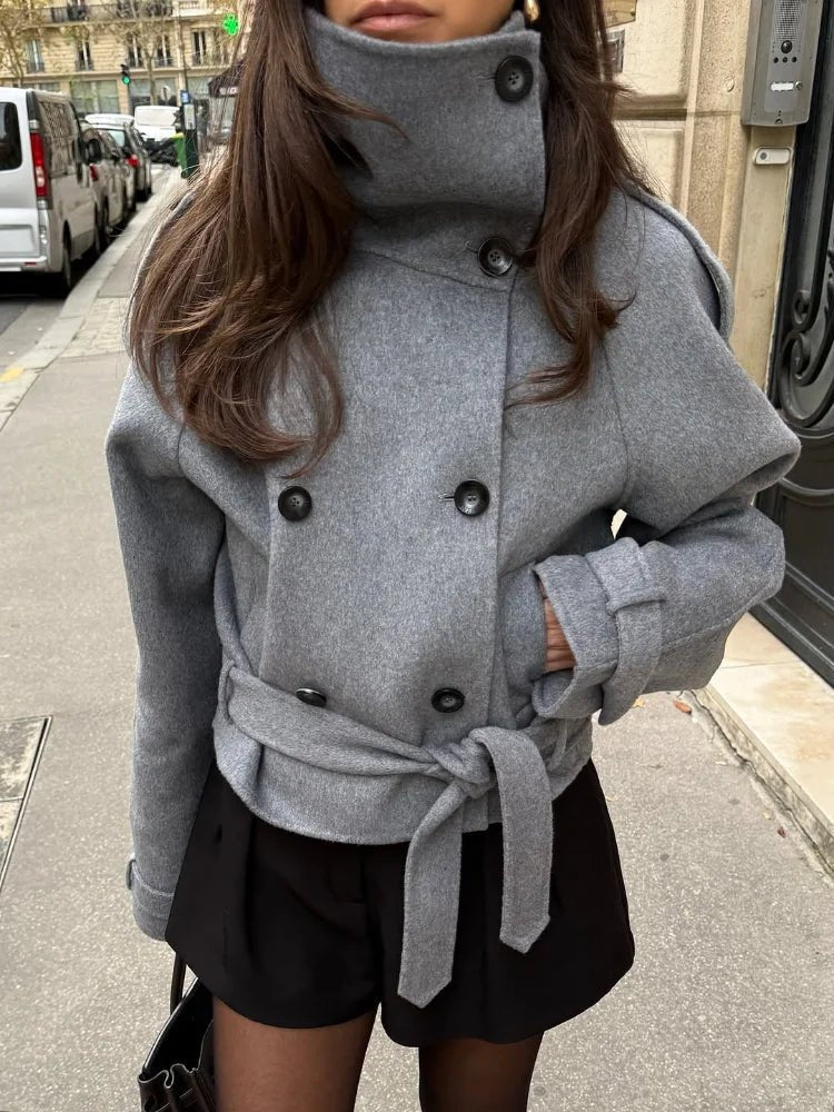 Ruth Double-Breasted Turtleneck Coat - Women's Fall and Winter Outerwear - Image 4