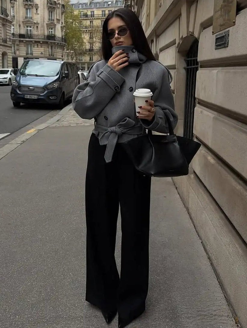 Ruth Double-Breasted Turtleneck Coat - Women's Fall and Winter Outerwear - Image 3