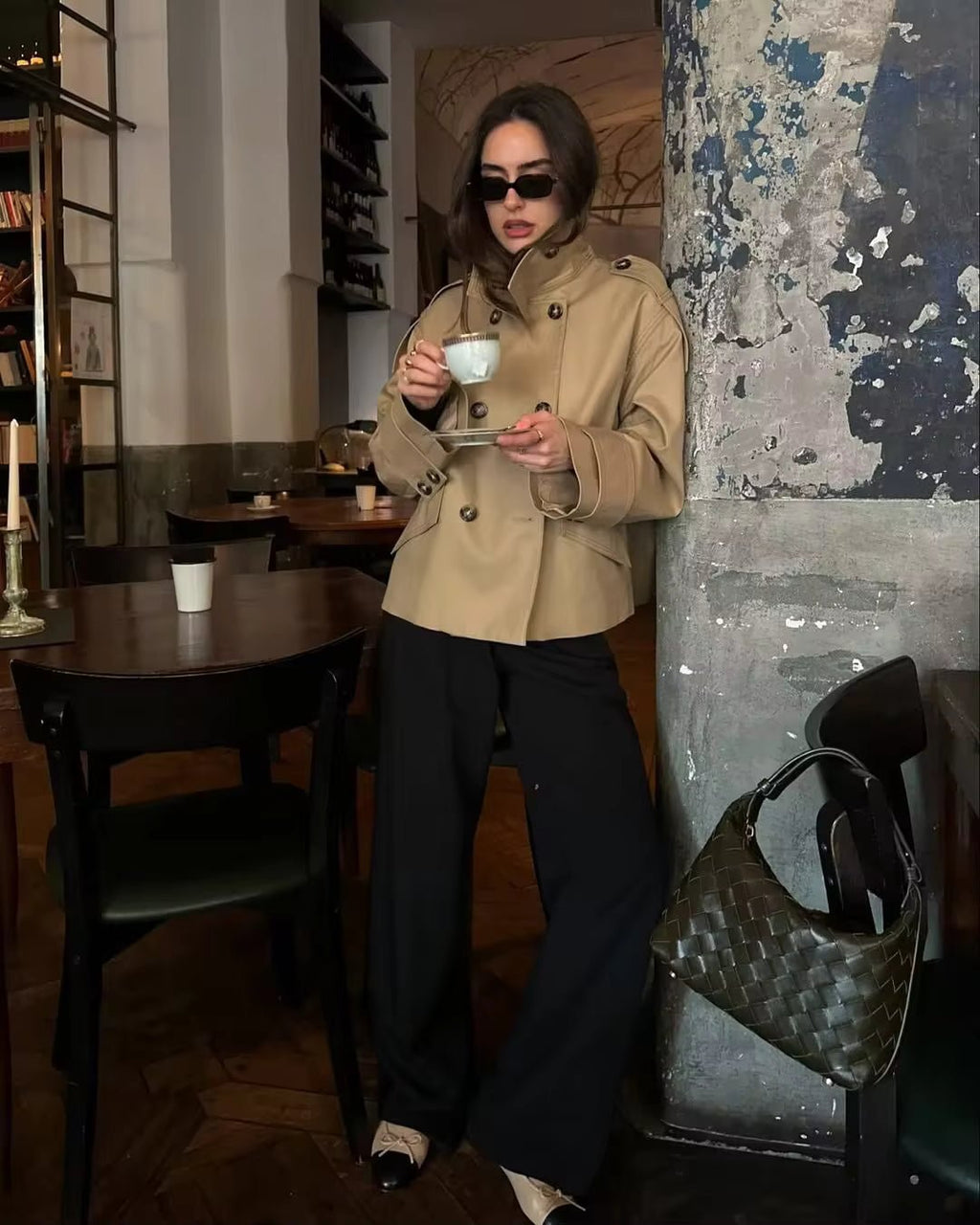 Sarah Beige Double Breasted Trench Coat - Women's Fall and Winter Outerwear
