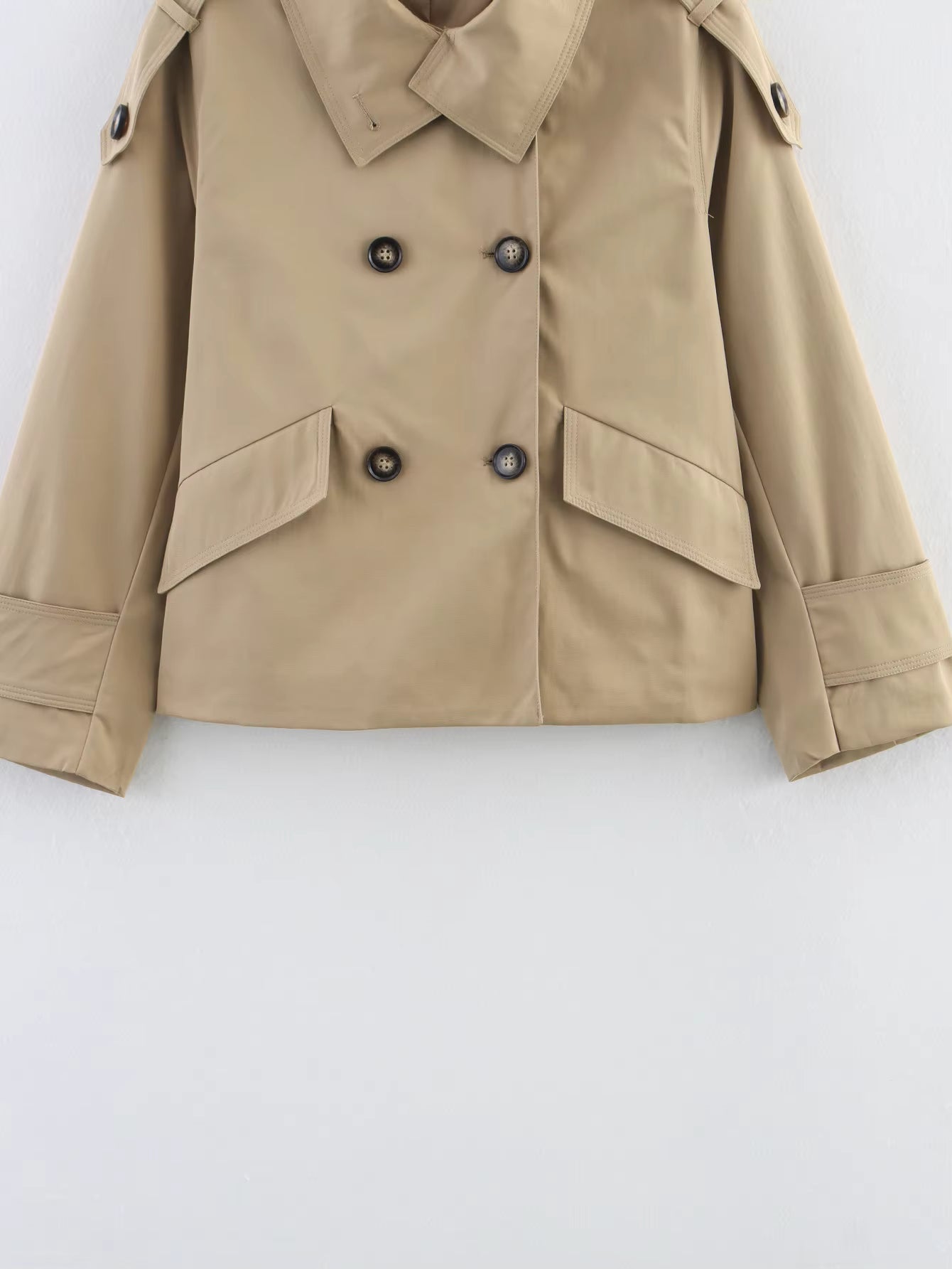 Sarah Beige Double Breasted Trench Coat - Women's Fall and Winter Outerwear - Image 10