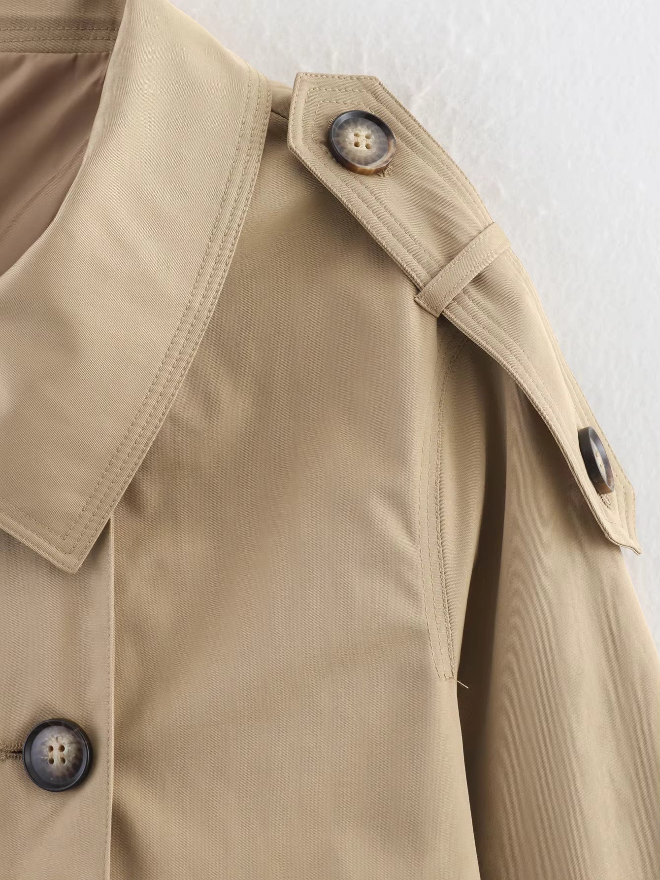 Sarah Beige Double Breasted Trench Coat - Women's Fall and Winter Outerwear - Image 13