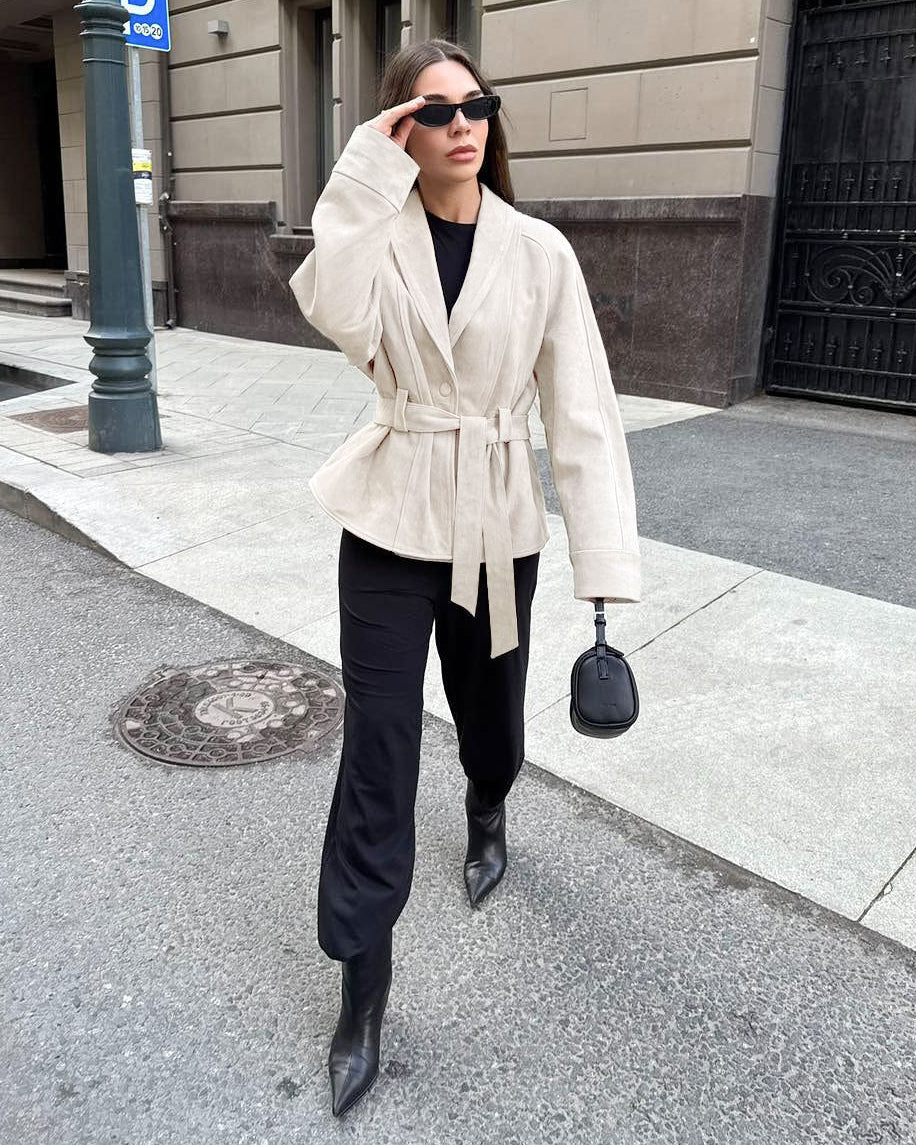 Teresa Belted Suede Trench Coat - Women's Fall and Winter Outerwear - Image 13
