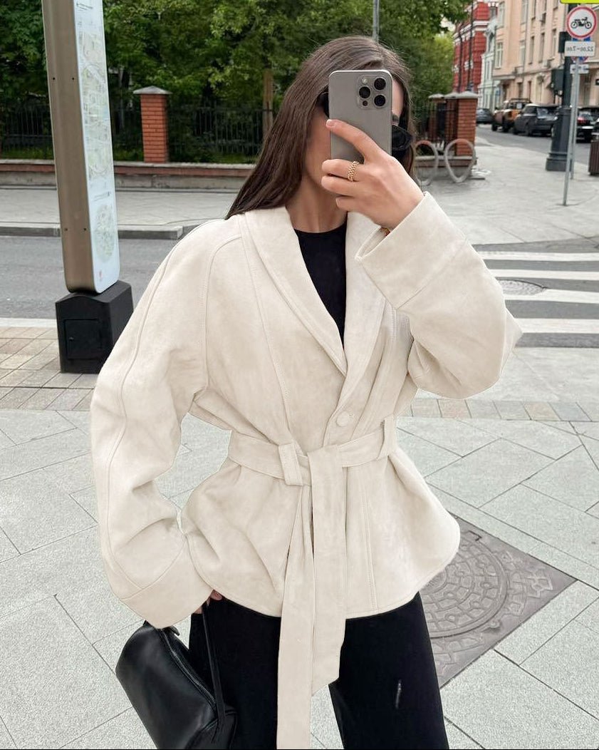 Teresa Belted Suede Trench Coat - Women's Fall and Winter Outerwear - Image 12