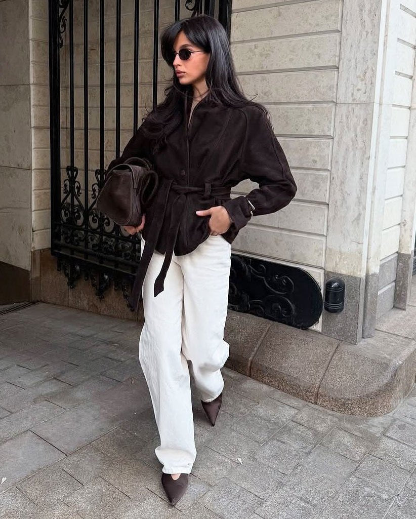 Teresa Belted Suede Trench Coat - Women's Fall and Winter Outerwear - Image 4