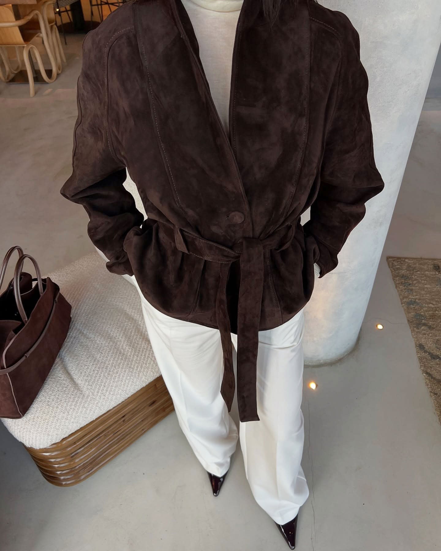 Teresa Belted Suede Trench Coat - Women's Fall and Winter Outerwear