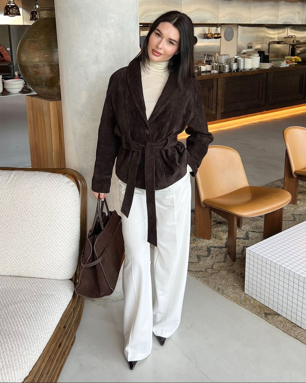 Teresa Belted Suede Trench Coat - Women's Fall and Winter Outerwear - Image 6