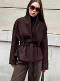 Teresa Belted Suede Trench Coat - Women's Fall and Winter Outerwear - Image 2