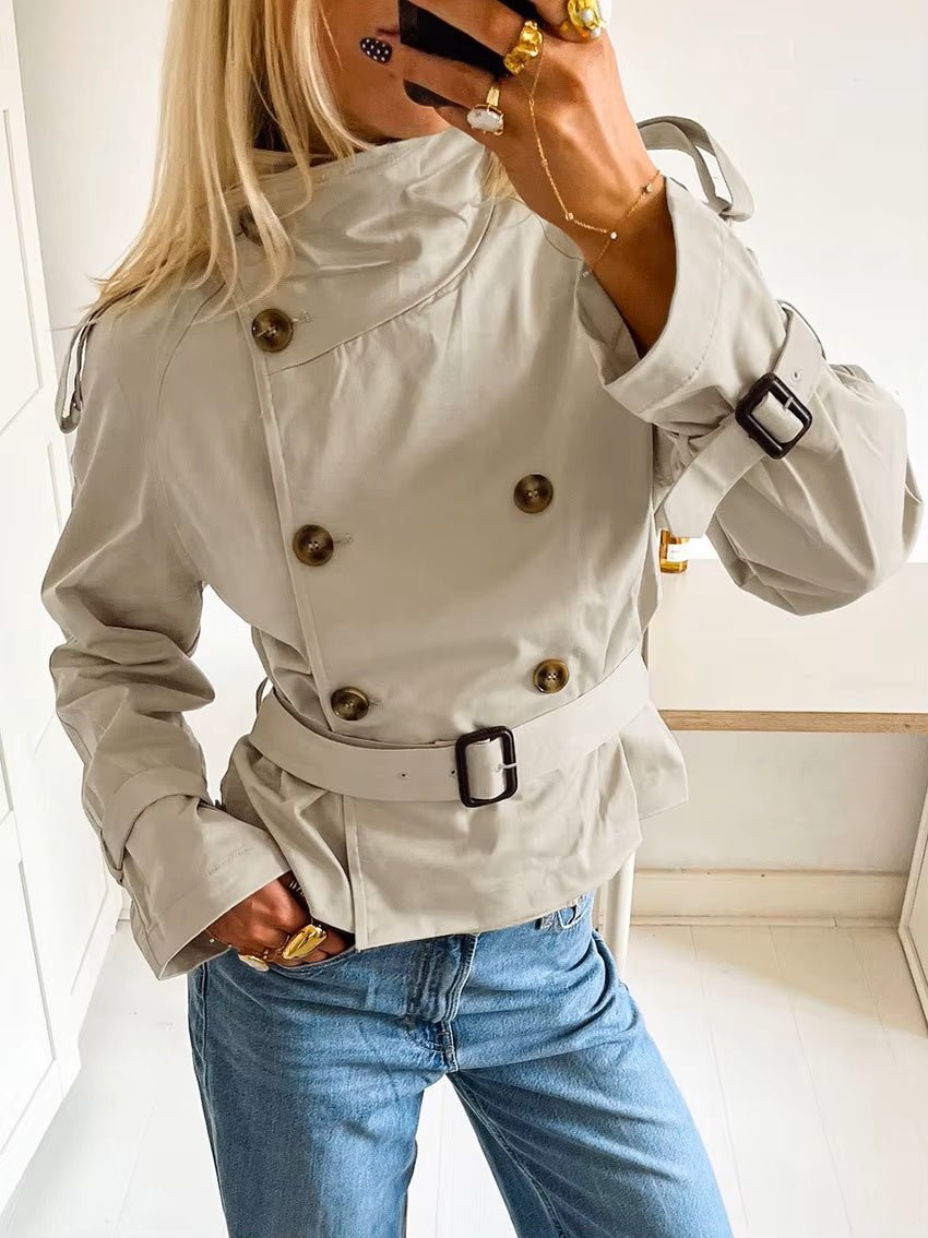 Teresa British Belted Trench Coat - Women's Fall and Winter Outerwear - Image 6