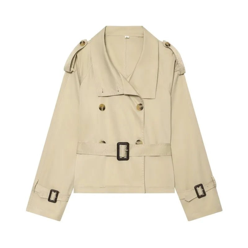 Teresa British Belted Trench Coat - Women's Fall and Winter Outerwear - Image 7