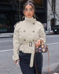 Teresa British Belted Trench Coat - Women's Fall and Winter Outerwear