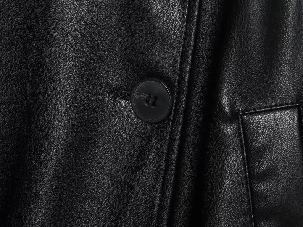 Alma Faux Leather Short Trench Coat - Women's Fall and Winter Outerwear - Image 4
