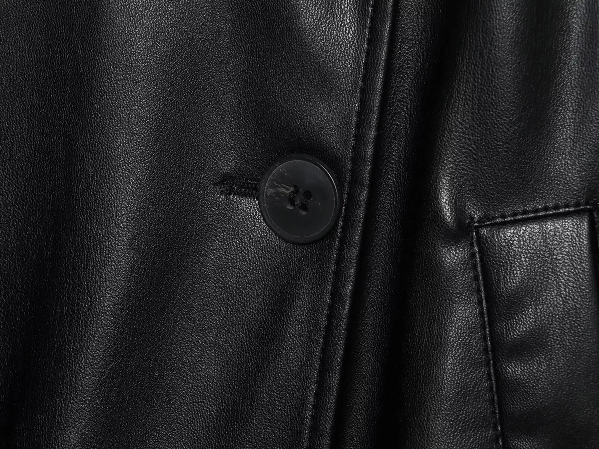 Alma Faux Leather Short Trench Coat - Women's Fall and Winter Outerwear - Image 4