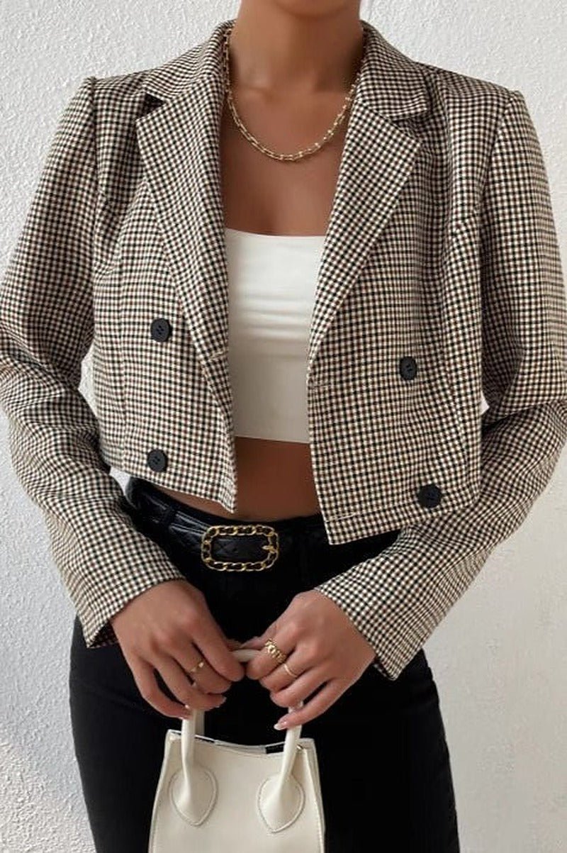 Amelia Houndstooth Cropped Blazer - Women's Fall and Winter Outerwear - Image 5