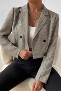Amelia Houndstooth Cropped Blazer - Women's Fall and Winter Outerwear