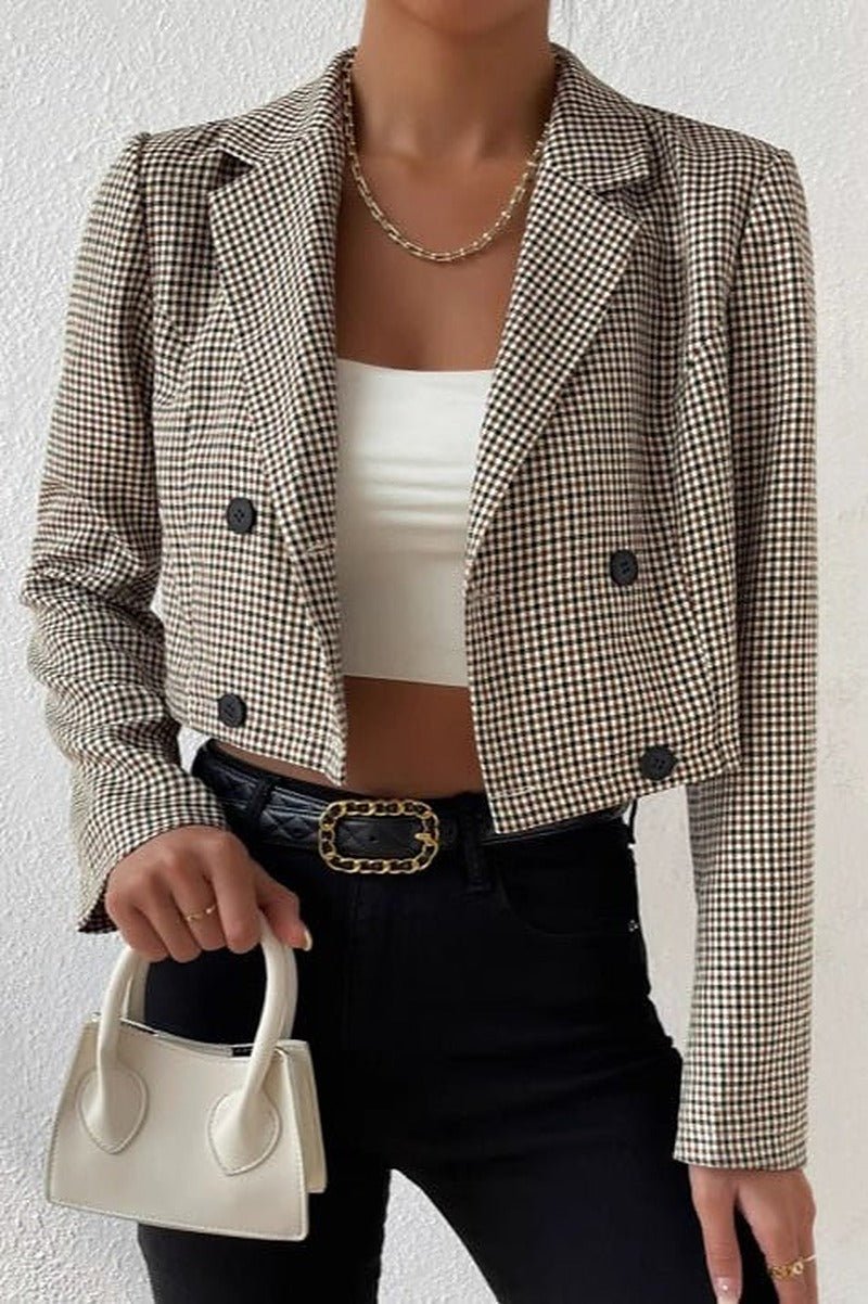 Amelia Houndstooth Cropped Blazer - Women's Fall and Winter Outerwear - Image 3