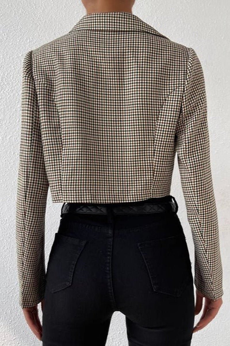 Amelia Houndstooth Cropped Blazer - Women's Fall and Winter Outerwear - Image 4