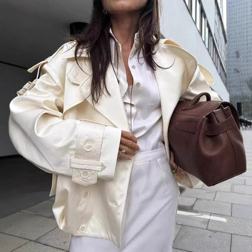 Aethra Retro Double-Button Windbreaker Jacket - Women's Fall and Winter Outerwear - Image 2