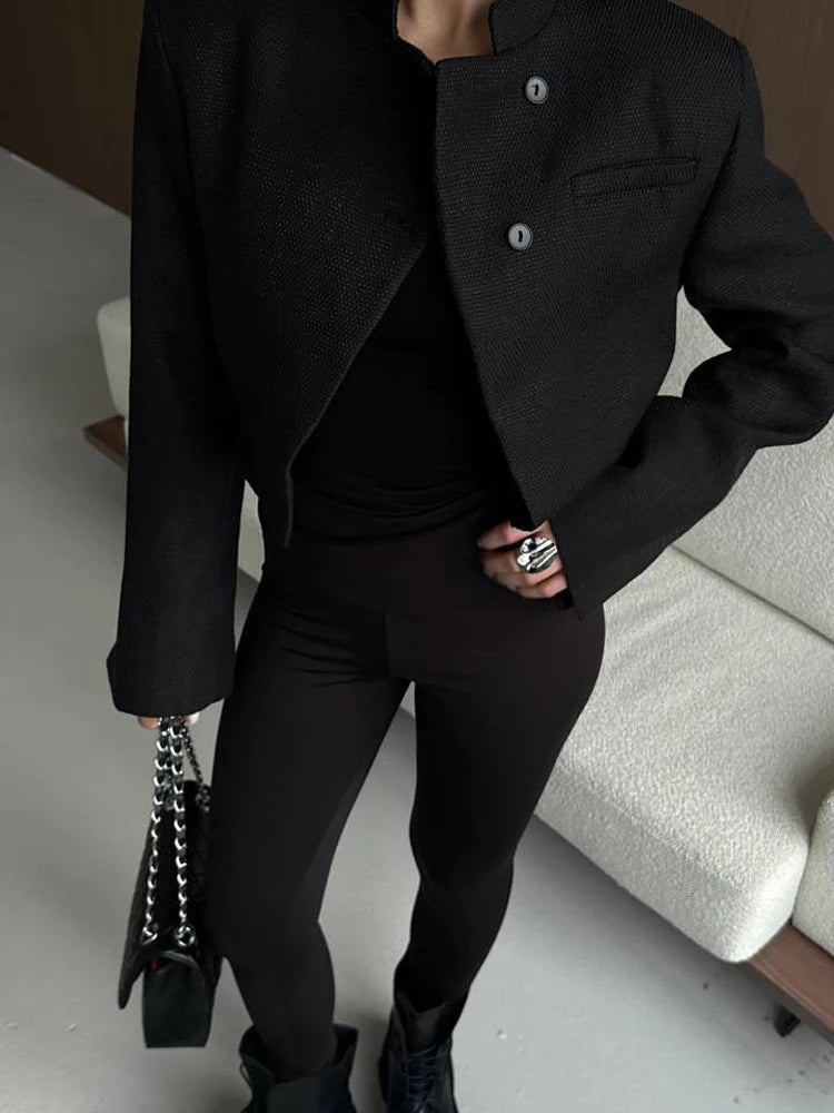 Anneliese Cropped Button-Front Blazer - Women's Fall and Winter Outerwear - Image 3
