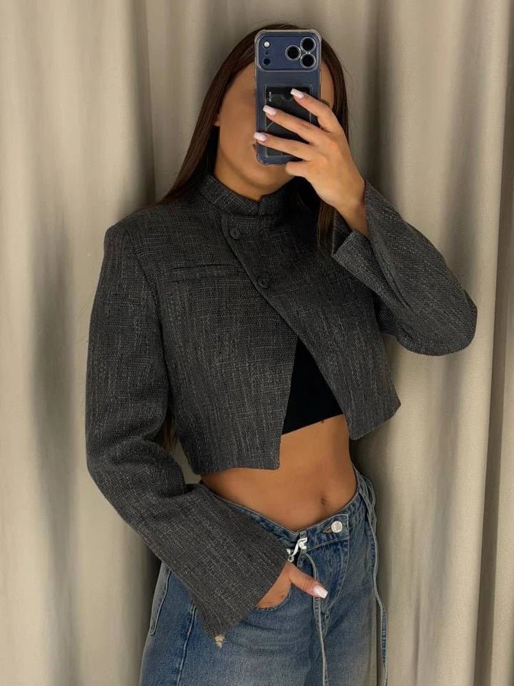 Anneliese Cropped Button-Front Blazer - Women's Fall and Winter Outerwear