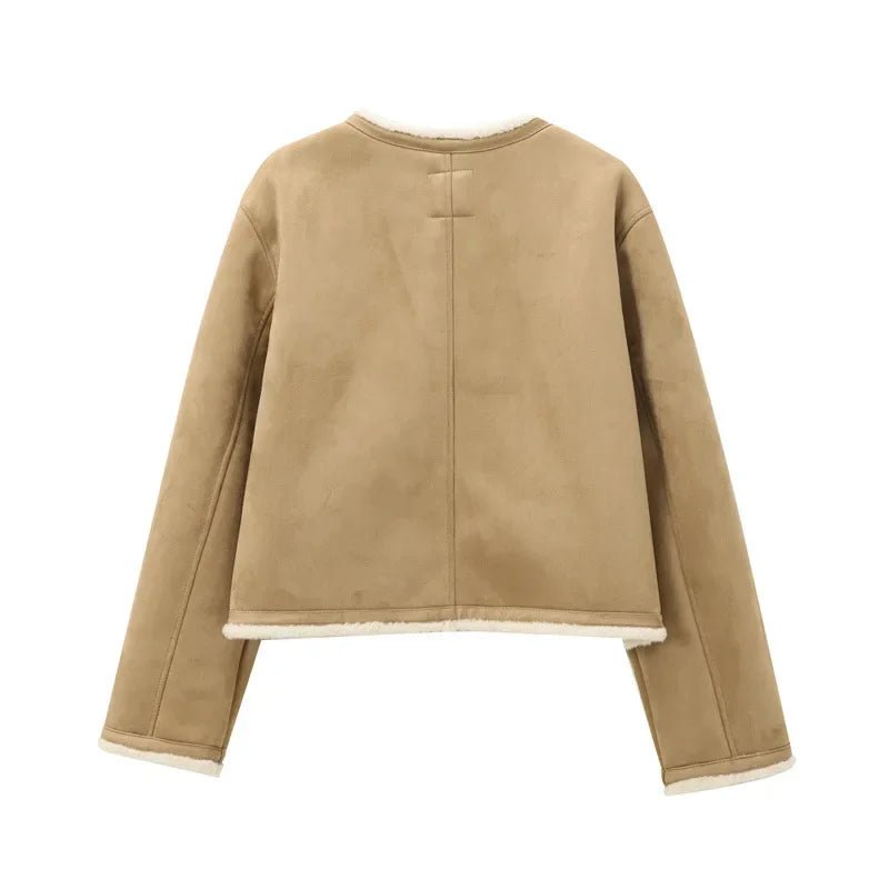Aralyn Faux Fur Suede Coat - Women's Fall and Winter Outerwear - Image 8