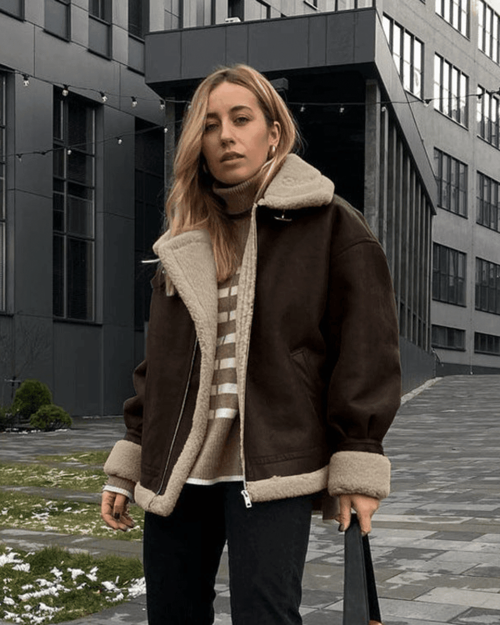 Aurora Suede Faux leather Jacket - Women's Fall and Winter Outerwear - Image 3