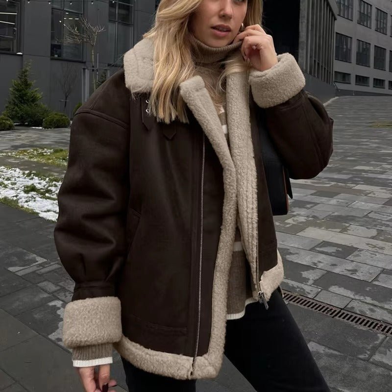 Aurora Suede Faux leather Jacket - Women's Fall and Winter Outerwear - Image 2