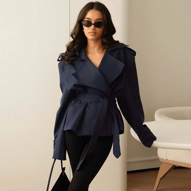 Barbara Belted Short Trench Coat - Women's Fall and Winter Outerwear