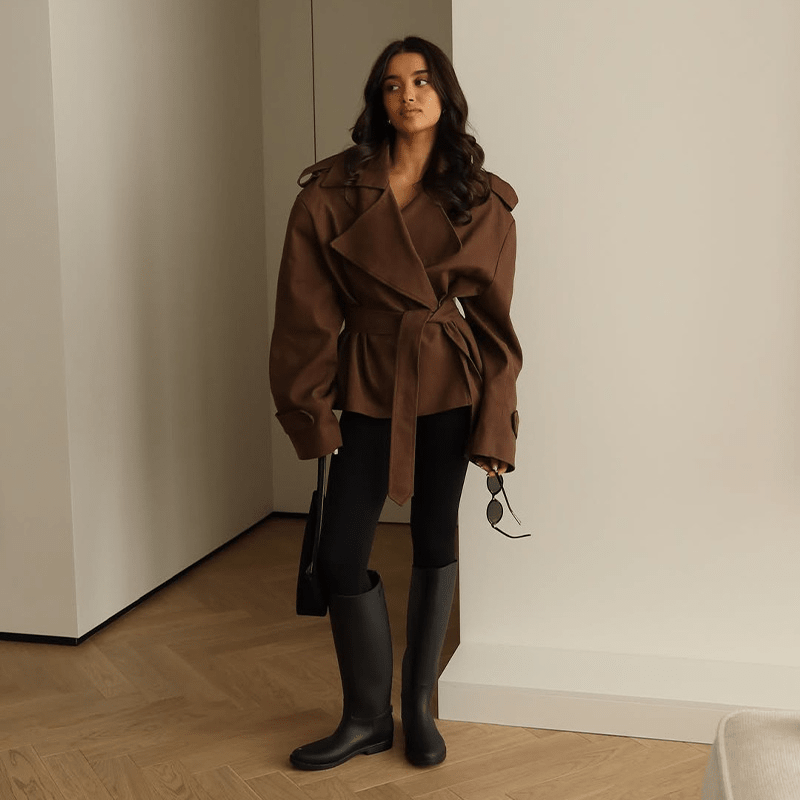 Barbara Belted Short Trench Coat - Women's Fall and Winter Outerwear - Image 4