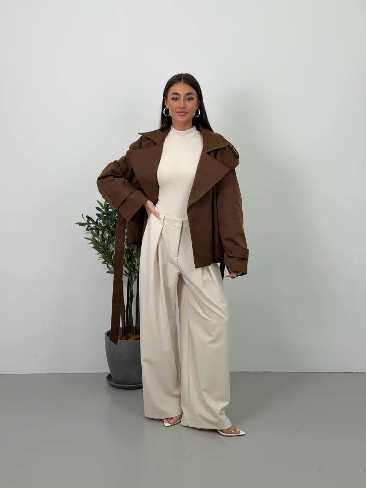Adinda Cropped Trench Coat - Short Trench Jacket - Image 2