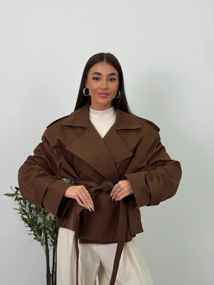 Adinda Cropped Trench Coat - Short Trench Jacket - Image 4