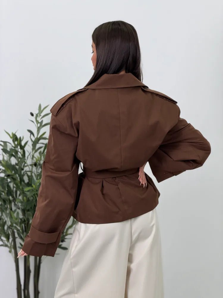 Adinda Cropped Trench Coat - Short Trench Jacket - Image 5