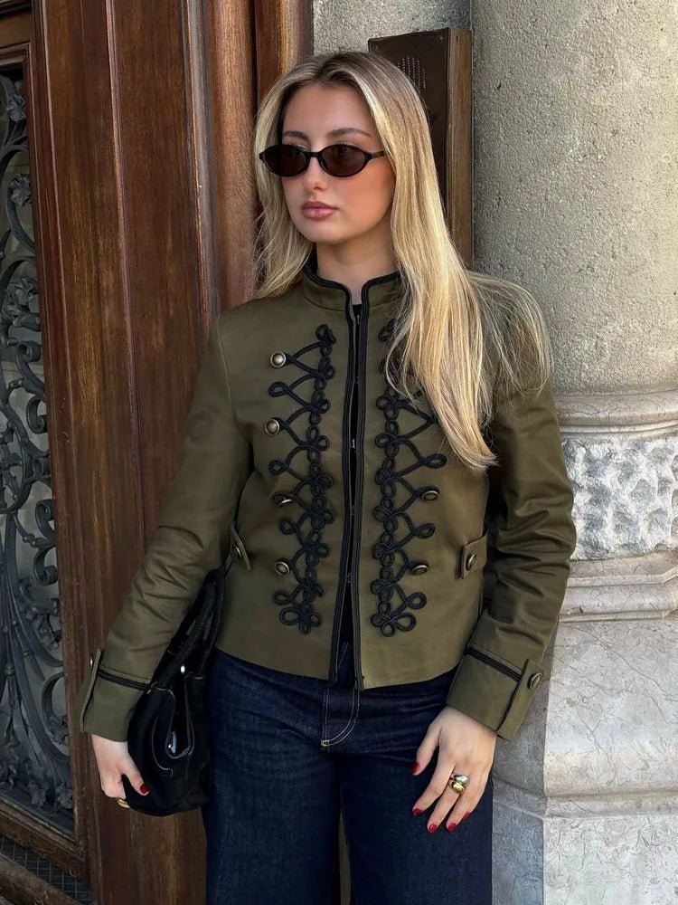 Becky Rope Knot Buckle Napoleon Jacket - Women's Fall and Winter Outerwear - Image 3
