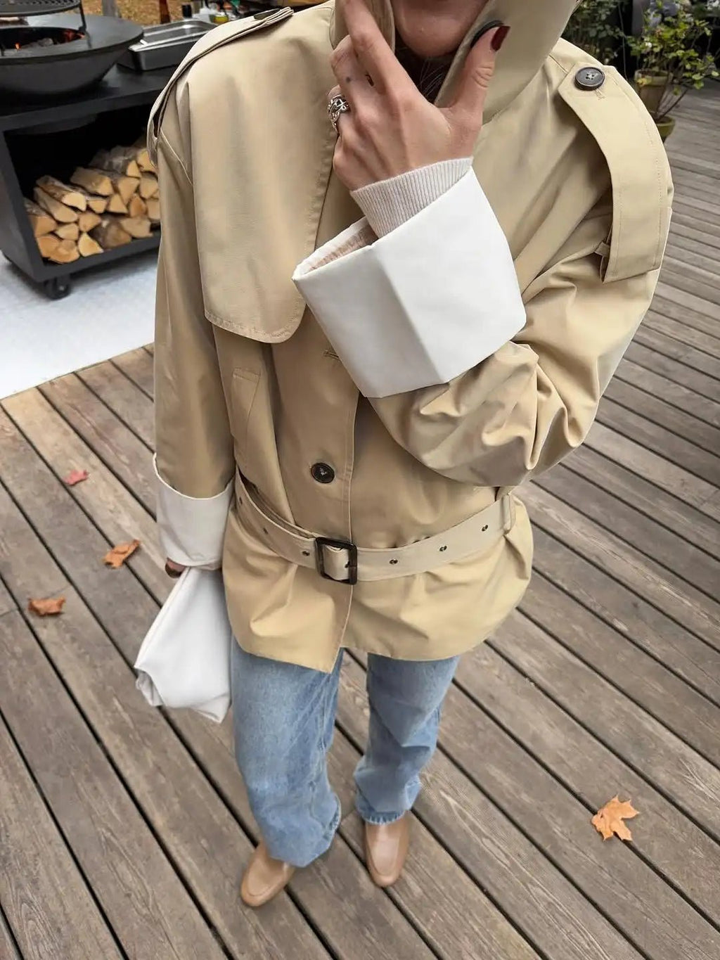 Brenda Contrast-Cuff Trench Jacket - Women's Fall and Winter Outerwear - Image 7