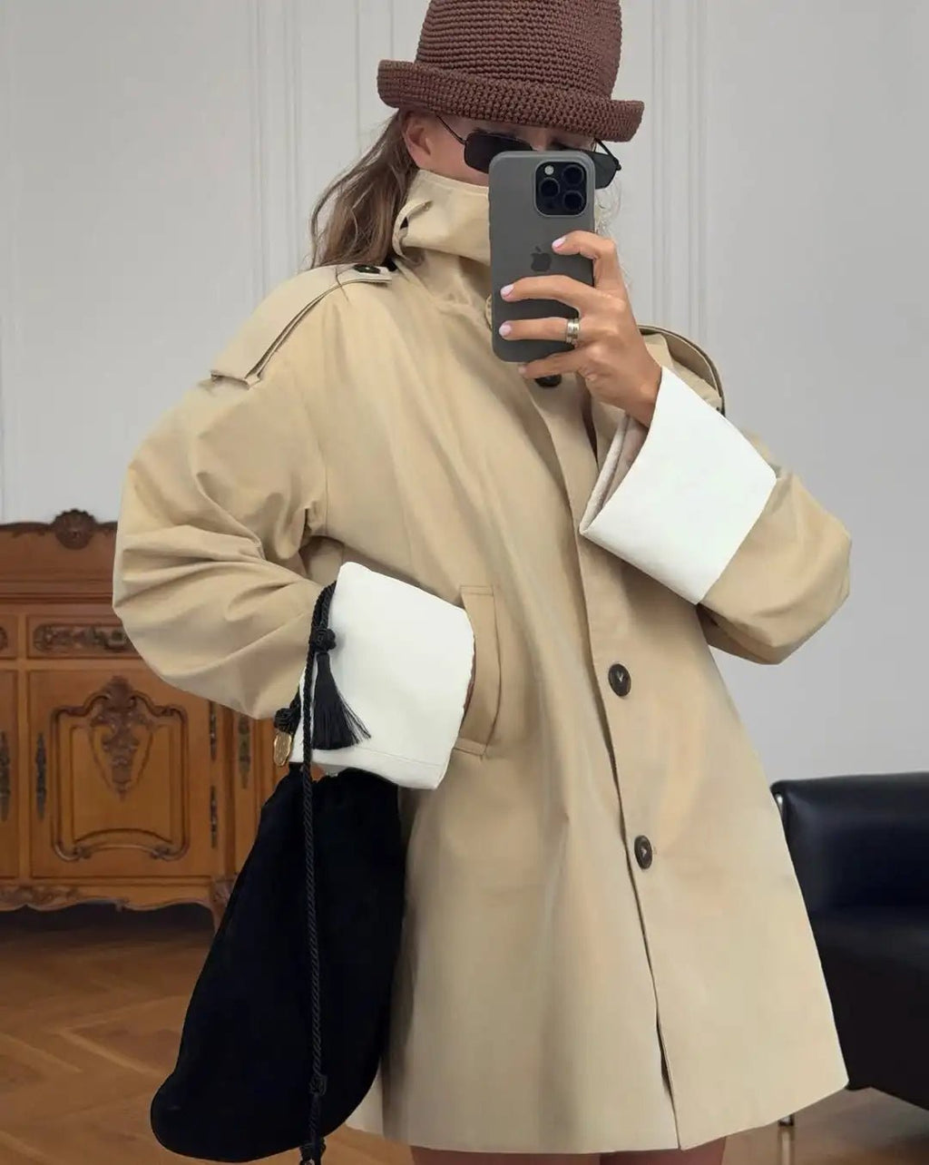 Brenda Contrast-Cuff Trench Jacket - Women's Fall and Winter Outerwear - Image 4