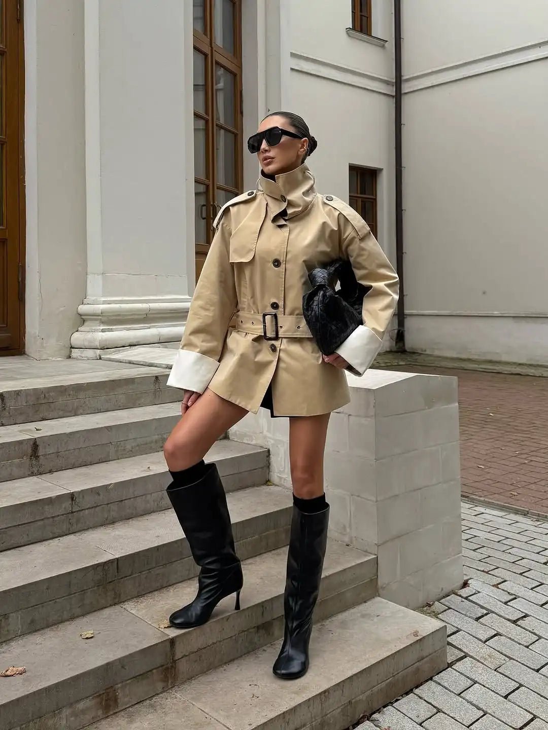 Brenda Contrast-Cuff Trench Jacket - Women's Fall and Winter Outerwear - Image 5