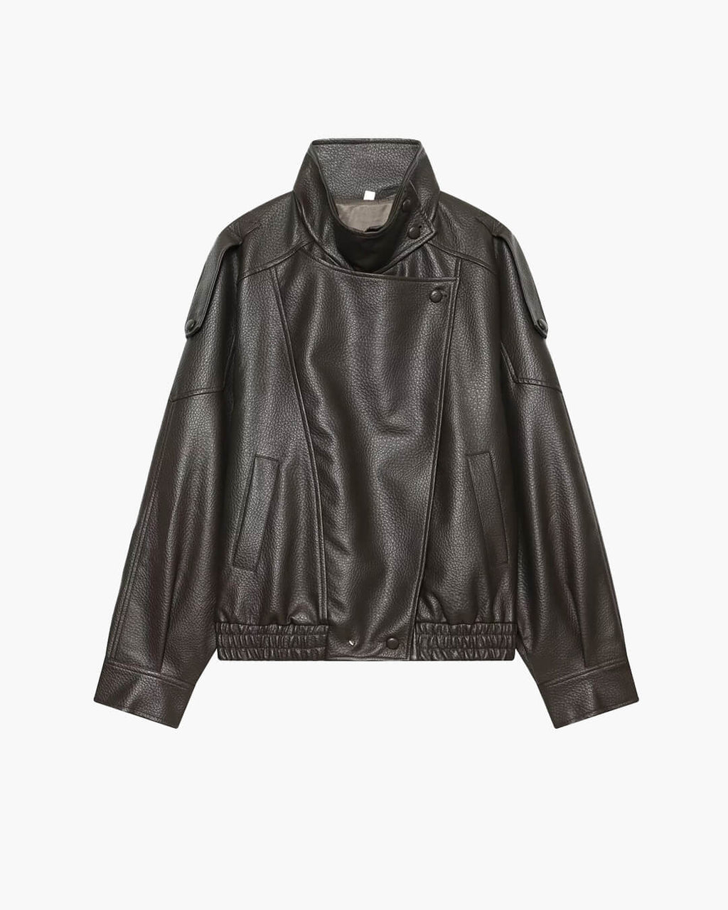 Brienne Stand Collar Faux Leather Jacket - Women's Fall and Winter Outerwear - Image 5