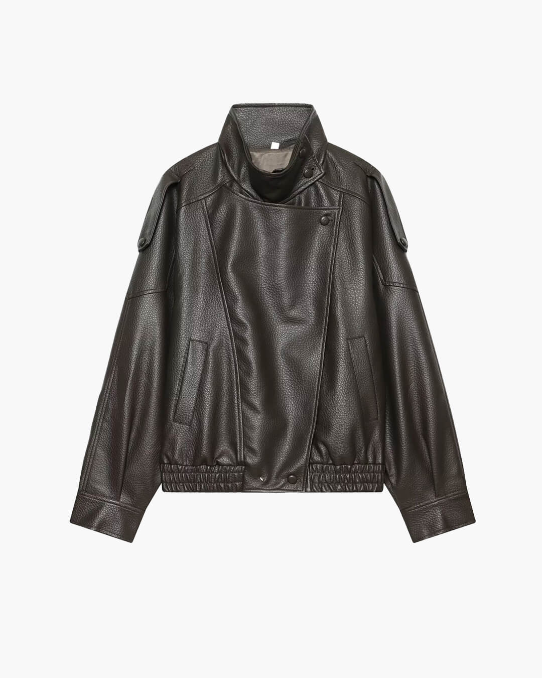 Brienne Stand Collar Faux Leather Jacket - Women's Fall and Winter Outerwear - Image 5