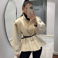 Camille Belted Short Trench Coat - Women's Fall and Winter Outerwear