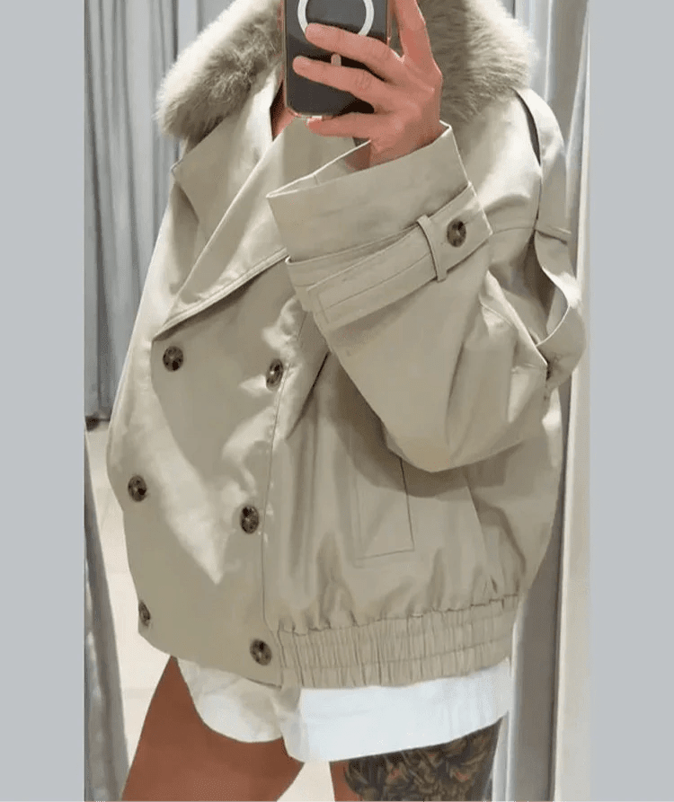 Camille Trench Coat with Faux Fur - Women's Fall and Winter Outerwear - Image 4