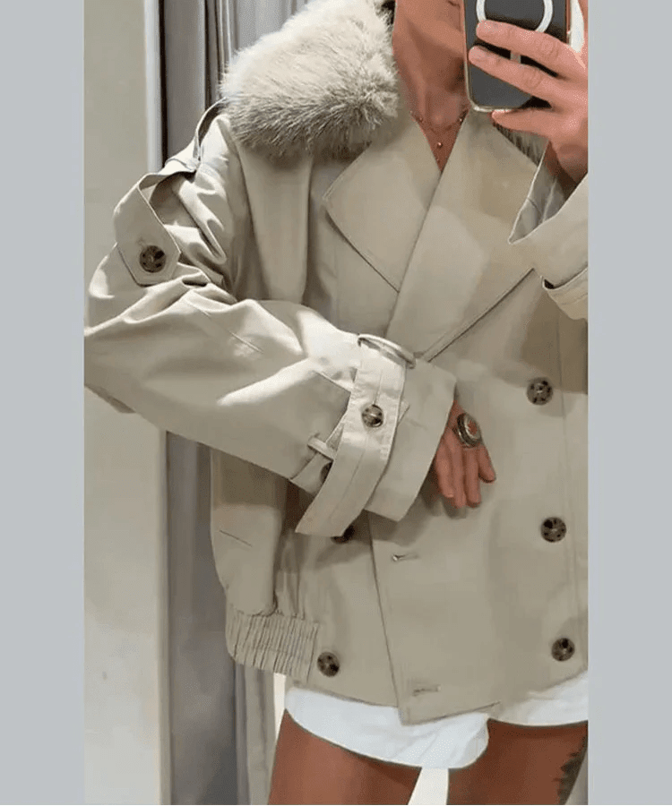 Camille Trench Coat with Faux Fur - Women's Fall and Winter Outerwear - Image 5