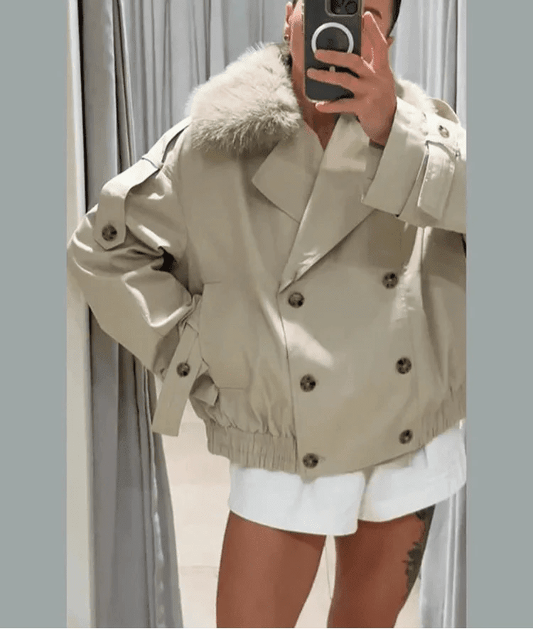Camille Trench Coat with Faux Fur - Women's Fall and Winter Outerwear - Image 2
