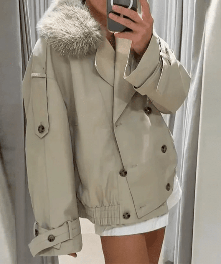 Camille Trench Coat with Faux Fur - Women's Fall and Winter Outerwear - Image 3