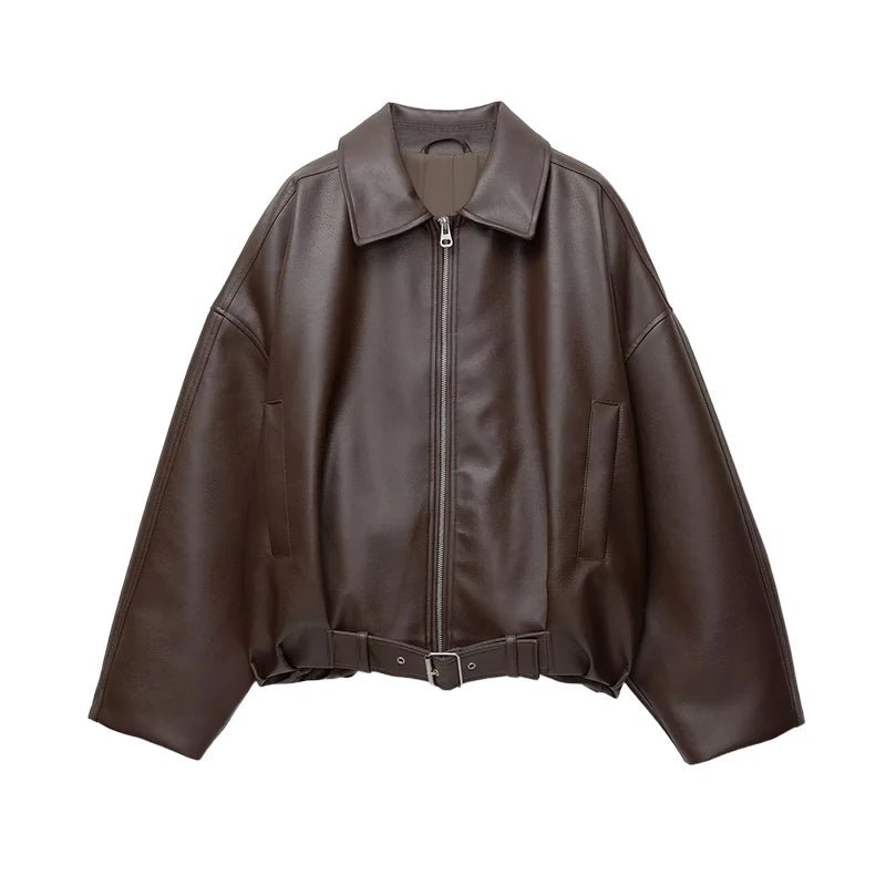 Carine Leather Moto Jacket - Women's Fall and Winter Outerwear - Image 3