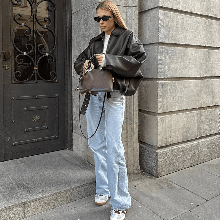 Carine Leather Moto Jacket - Women's Fall and Winter Outerwear - Image 5