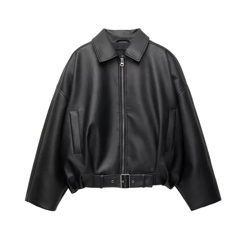 Carine Leather Moto Jacket - Women's Fall and Winter Outerwear - Image 9