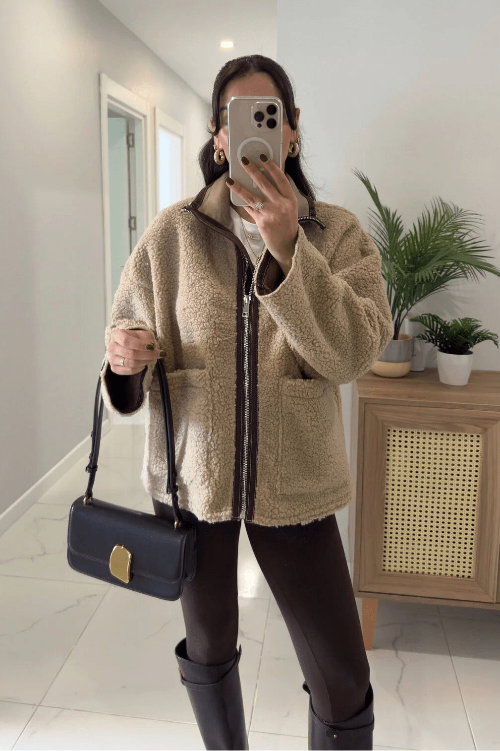 Carol Stand Collar Faux Fur Jacket - Women's Fall and Winter Outerwear - Image 7