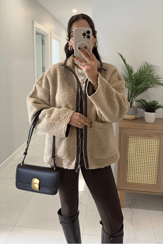 Carol Stand Collar Faux Fur Jacket - Women's Fall and Winter Outerwear - Image 8