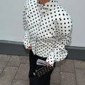 Caryl Stand Collar Polka Dot Jacket - Women's Fall and Winter Outerwear - Image 2